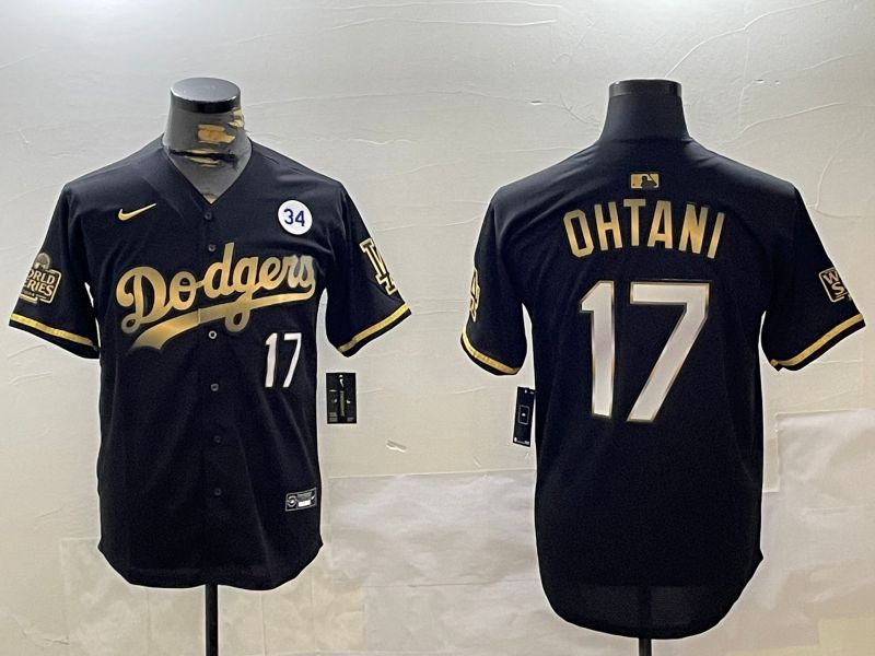 Men Los Angeles Dodgers #17 Ohtani Black Gold Game 2024 Nike MLB Jersey style 11201